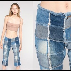 Zana Di Y2K patchwork denim lowrise capri pants